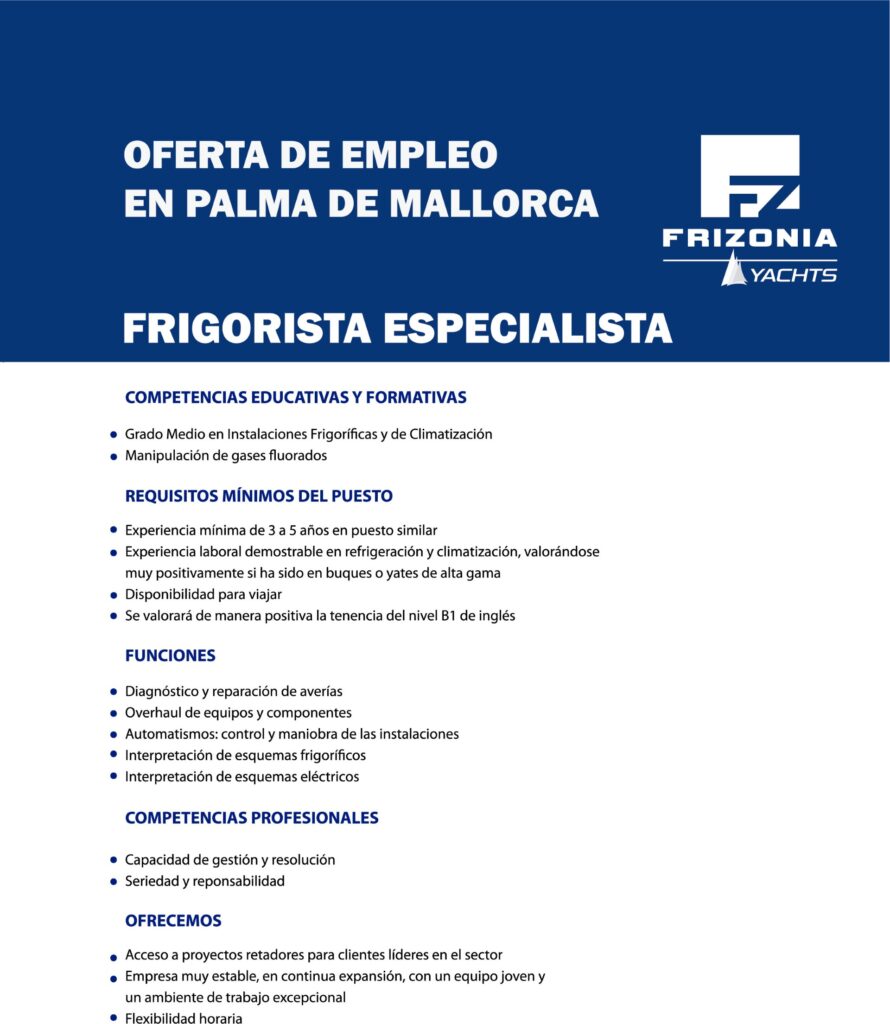 Puesto de Frigorista Naval en Palma de Mallorca 